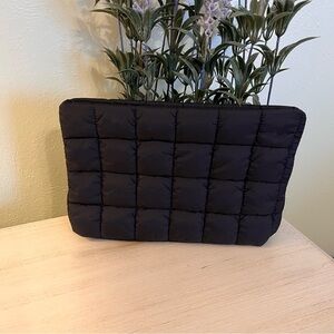 Cosmetic Bag Black Puffy Quilted NWOT